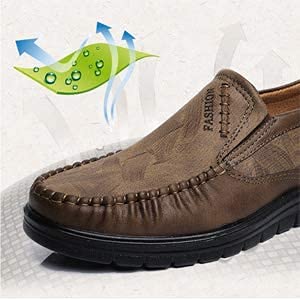 Mens Slip-on Loafers Casual Leather Shoes Walking Work Flats Breathable Lightweight Wear Resistant Canvas2