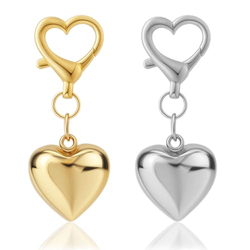 2 porte-clés cœur femmes, or et argent, charme sac à main mignon