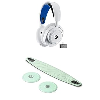 Bundle of SteelSeries Arctis Nova 7P Wireless Multi-System Gaming & Mobile Headset - White + SteelSeries Nova Booster Pack - Nylon Headband - Customize with Unique Speaker Plates - Mint