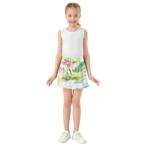 Athletic Shorts for Girls Skorts Kids Tennis Skirts Custom Flowy Skort Wildflowers 3t3