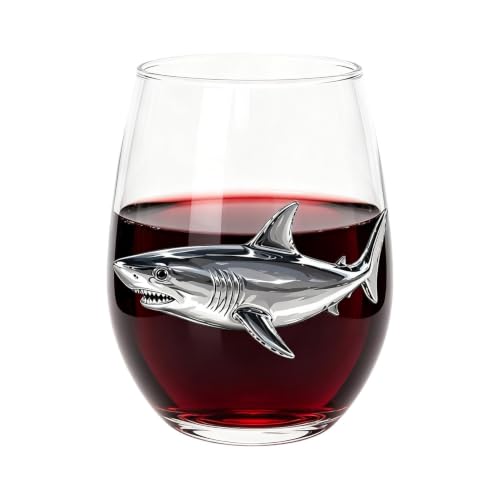 Copas de vino sin tallo de vidrio resistente y diseño de temática marina 7