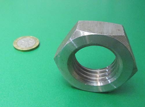 18-8 Stainless Steel Hex Nut 1 1/8"-7 Thread x 1-11/16" W x 36/64" H 3 Pcs