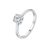 0.6 Carat Lab Grown Diamond Engagement Rings for Women, 14K Gold Plated Sterling Silver Rings, IGI Certificate Round Cut Diamond Solitaire Promise Ring, Size 5-9, Classic 4-Prong Wedding Band (0.6 Carat, Size 6)