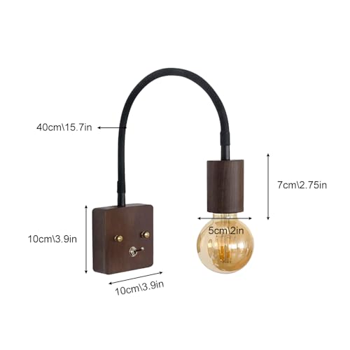 Lámpara de pared de madera para cabecera con aplique de lectura ajustable E27 5