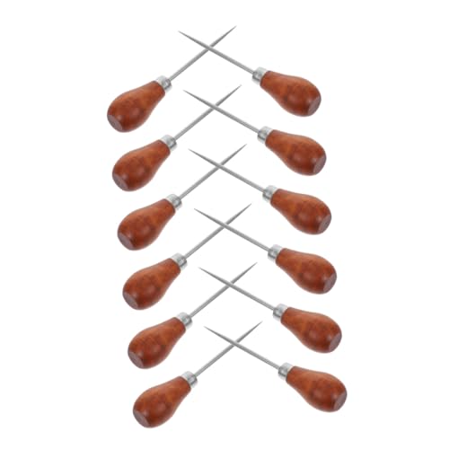 TEHAUX 12 piezas Punzón para Manualidades con Mango de Madera Herramienta Ligera para Encuadernación Costura y Trabajo Cuero para DIY y Reparaciones