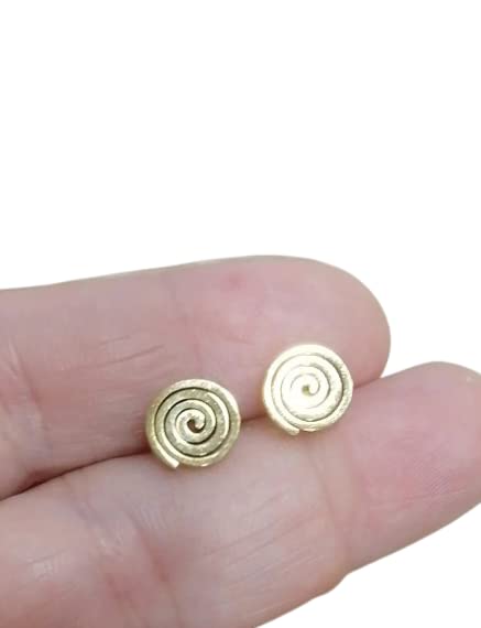 ⊹⊱ ROBUSTE SPIRAL GOLD EDELSTAHL STECKER ⊰⊹ goldene Ohrringe unisex mit Spirale