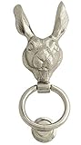 Castelion® Nickel Country Hare Door Knocker | High Quality Home Accessories | Animal Front Door Knocker | Easy to Attach | Unique Home Decor | 22cm x 9cm