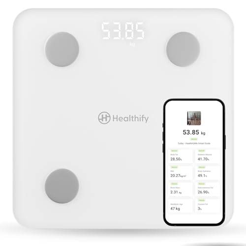 Image of HealthifyMe Smart Scale Get Data Driven Smart Weight Loss and Track 11 Plus Key Body Metrics in App | 1 Month FREE HealthifyMe Smart Plan | 2 years Warranty (White)