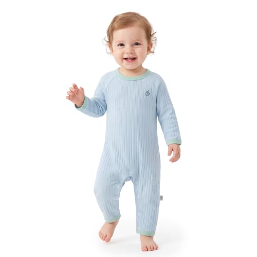 R for Rabbit Mushmellow Reglan Jumpsuit for Baby Boys & Girls | Soft Breathable Full Sleeve Baby Romper | Comfortable One-Piece Everyday Wear for Infants (Balled Blue, 3-6M)