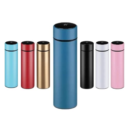 Botella termo 500 ml con Display LED Táctil de Acero Inoxidable | Mantiene la temperatura hasta 12 horas Calor/Frío (Azul Marino)