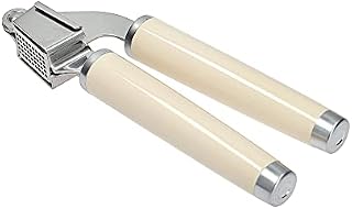 KitchenAid Garlic Press Crusher, Strong Stainless Kitchen Utensil, Removable Basket, Almond Cream
