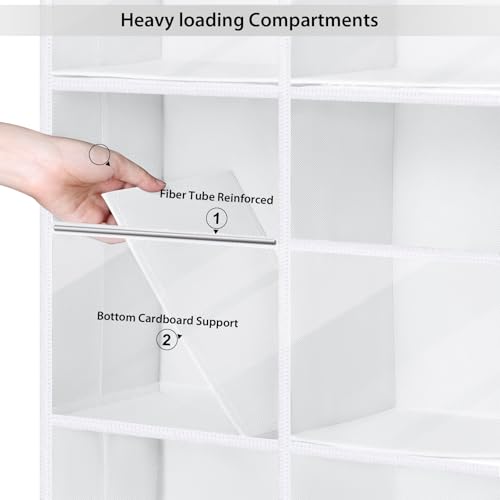 Image of Univivi Hanging Yarn Storage Organizer, Extra Large 5 Tiers Crochet Bag Organizer with Clear Deep Pockets, Over The Door Yarn Storage for Crochet Hook, Knitting Needles (White)