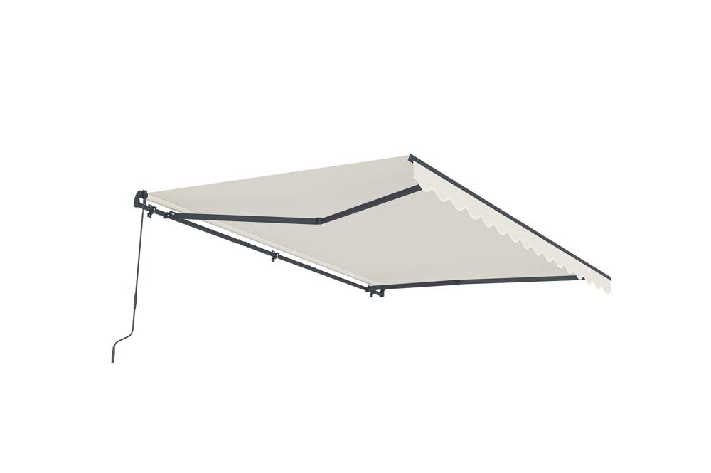 Cazeboo Store banne Monobloc Manuel 4x3m - Toile Beige 320g/m² UV50+ - Aluminium Gris Anthracite - Inclinaison réglable 30°-100° - Store extérieur terrasse Jardin