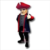 Patriot Pioneer Mascot Costume in Black Coat Adult Size for Men & Women with Built-in Fan Inside the Head