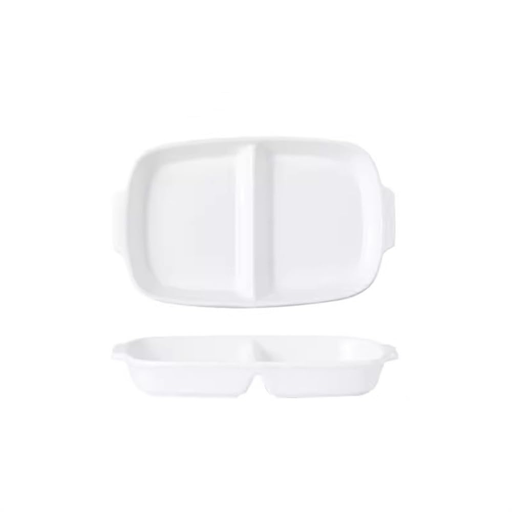 Assiettes compartimentées pour la Maison Assiette de Petit-déjeuner en céramique Assiette à dîner compartimentée (Bianco 26 x 15,8 x 3,5 cm)