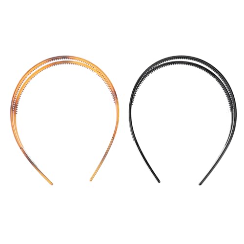 minkissy Toothed Hair Hoop for Women Girls Anti Slip Plastic Headbands Thin Hair Band Accessories for Daily Wear Parties Engagements Decoration 2 pack