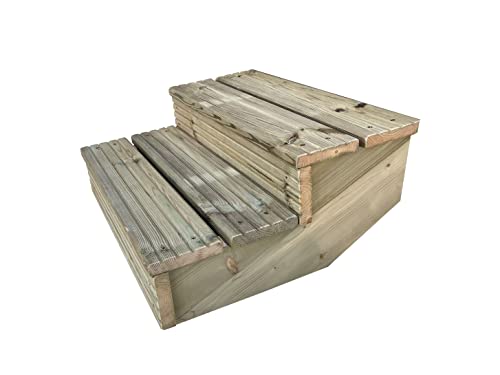 Arbor Garden Solutions decking step stringer kit, raised garden stairs (2 steps, 90cm width, rustic brown finish)