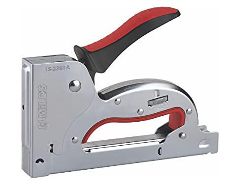 Image of MILES Metal TS-2380A Gun Tracker | 2000 pcs 23 /8 Stainless Steel Staple Pins | Silver body Red handle Color | Combo |Textile | Leather | Canvas | Sofa Car Seat