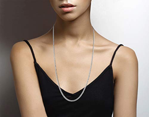 Miabella Italian 925 Sterling Silver 3.5Mm Curb Cuban Link Chain Necklace, Solid Diamond Cut Sterling Silver Chain For Men Women Made In Italy (Length 30 Inch) #TOP2