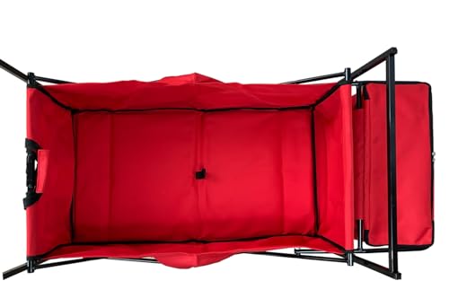FROSAL Bollerwagen Max faltbar mit Sonnendach & Bremse Handwagen klappbar rot Transportwagen – Bild 6