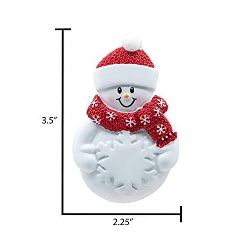 Uniqxmas Personalized Snowman Figurine Christmas Ornament 2023 - Free Handwritten Customization | Snowman With Snowflake Red Santa Hat & Scarf For Xmas Tree | Unique Keepsake - Custom Name & Year #TOP2