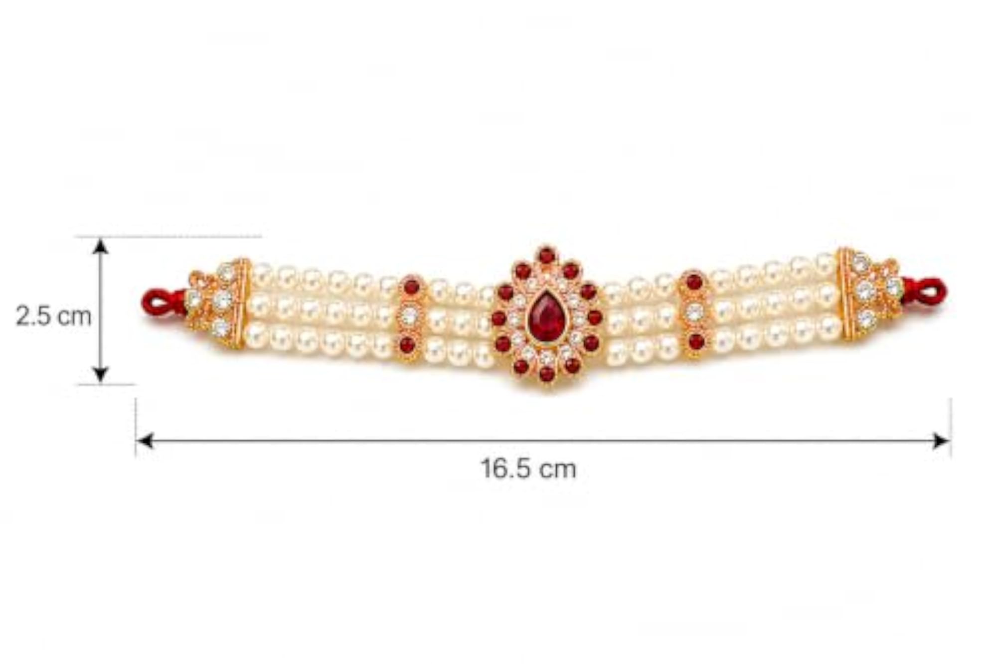 Latest Finish Red Colour Armlets with Pearl Beaded Bajuband