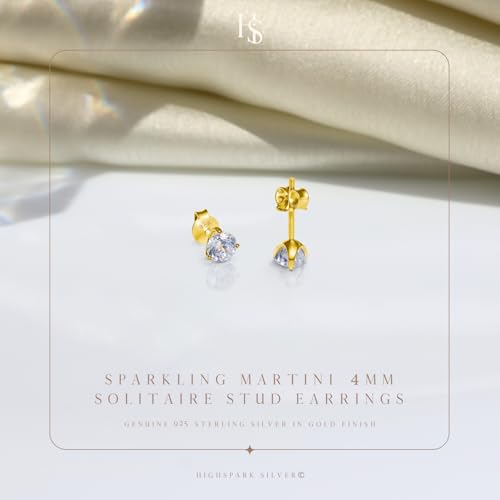 Image of HIGHSPARK 925 Silver inchSparkling Martini inch Solitaire Earrings | 92.5 Sterling Silver and Diamond like Brilliance Sparkling Zirconia | Lovely Gift