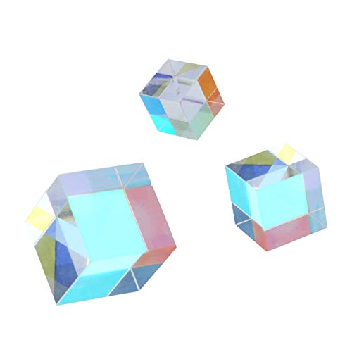 StayMax Optical Glass RGB Dispersion Prism X-Cube for Physics Decoration Art 3 Different Sizes 10mm,20mm,30mm