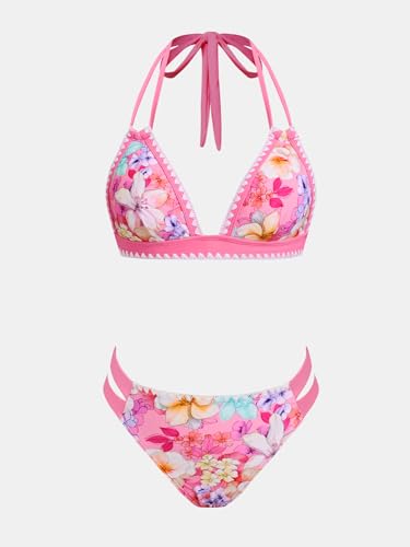 Image of CUPSHE Women's Bikini Sets Two Piece Swimsuit Halter V Neck Back Hook Cutout Stitching Cheeky Bottom