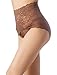iB-iP Women's Sexy Lace Knickers See Through Underwear High Waist Hipster Panties, Size: 10, Brown