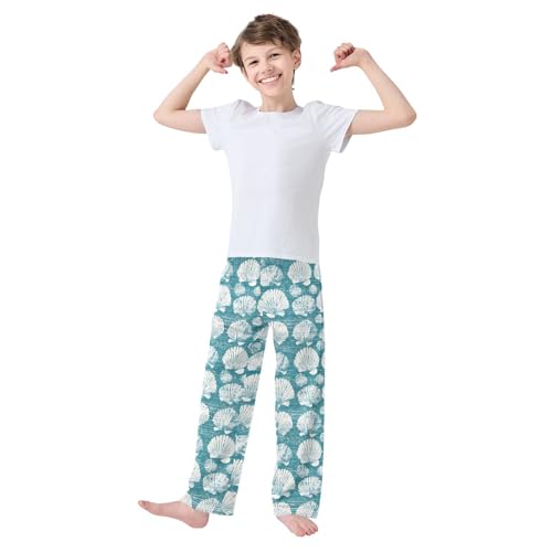 Pajama Pants Teal Turquoise Seashells PJ Bottoms Sleepwear Lounge Sleep Pant with Pockets2