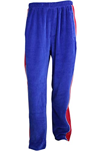 Sweatsedo Red White & Blue Mens Velour Track Pants with Piping (X-Large)