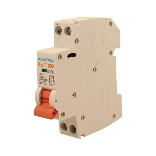 Leistungsschalter 10A C10, 1P+N 6kA Kurve C, Slim Solo 1 Modul DIN 220V AC, zertifiziert IEC60898-1, Serie PN8H
