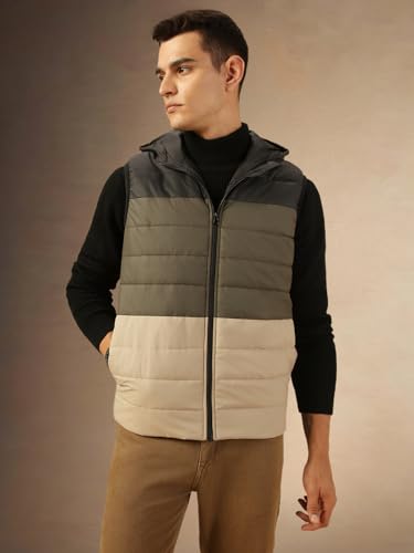 Image of Dennis Lingo Regular Fit Sleeveless Hooded Colorblock Men Jacket