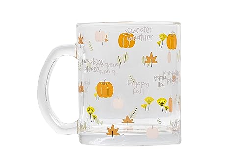 Pearhead Glass Harvest Mug, Halloween Home Décor, Coffee And Tea Glass Mug, Fall Drinkware Accessories, Seasonal Mug, 12 oz.