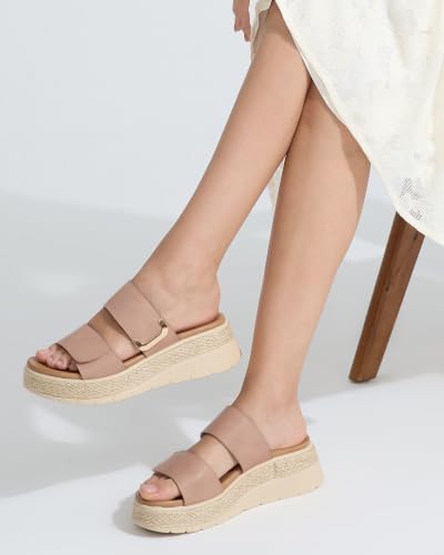 Image of UBFEN Womens Platform Wedge Sandals Orthopedic Arch Support | Espadrille Slides, Comfortable Cushioned, Dressy for Summer Walking, Beach Vacation