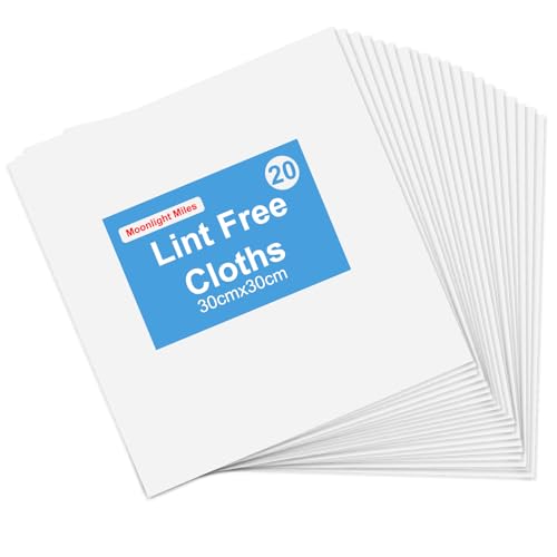 Moonlight Miles 20PCS Lint Free Cloth Lint Free Cloths for Oiling Wood Soft Cleaning Rags Reusable Lint-Free Microfibre Cleaning Cloth for Screen Glass Cleaning (30×30cm)