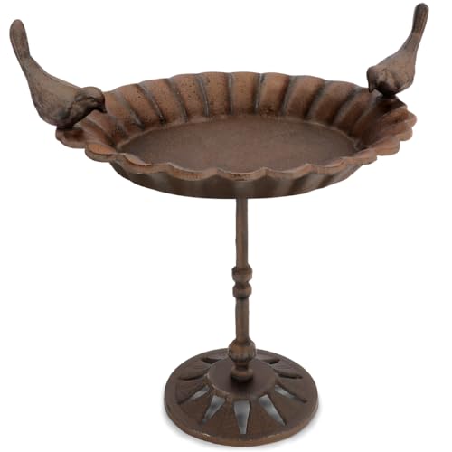 wildlife home Abreuvoir pour oiseaux debout - 41 cm de haut - Avec pied - Pour jardin, balcon - Résistant au gel - En fonte - Pour oiseaux sauvages