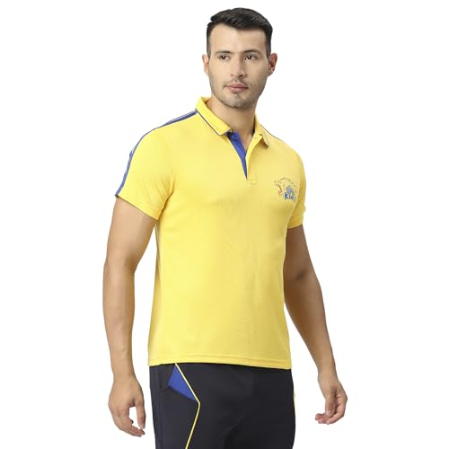 Image of playR Men's Solid Regular Fit CSK Classic Polo