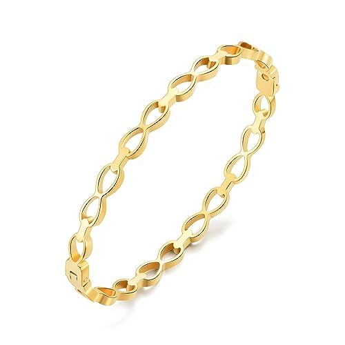 Image of Philip Jones 18k Gold Plated Stainless Steel Infinity Bangle (7 Inch)