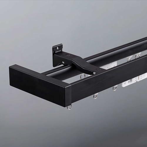 Sistema De Riel De Cortina Doble Resistente Negro Para Sala De Estar, Dormitorio, Hotel, Fácil De Instalar, Barra Montada En La Pared, 3,2 M