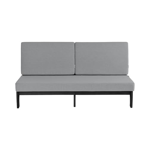Image of Pia Ricoo 1-Piece Patio Furniture Set, Outdoor Wood Sofa with 4.5-Inch Thick Cushions, All-Weather Conversation Set for Backyard, Deck, Lawn - Gray /Drak