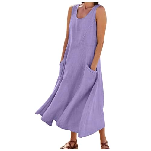 Vestido de tanque sin mangas maxi con bolsillos para mujer y ocasiones festivas