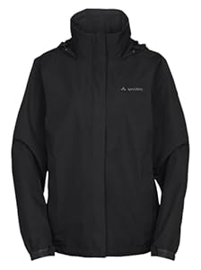 VAUDE Escape Light Regenjacke Damen – wasserdicht, atmungsaktiv und winddicht mit 2-Lagen-Membran, verstaubare Kapuze, 420g leicht, black,42