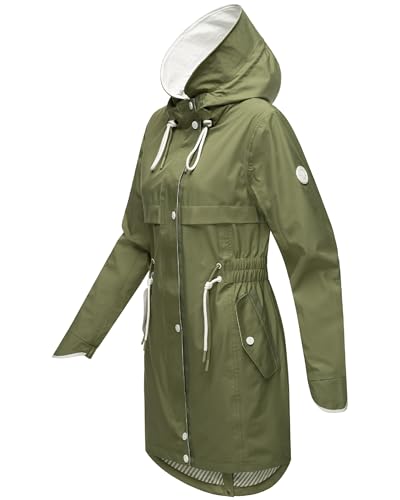 Navahoo Leichter Damen Übergangsmantel Langer Parka mit Kapuze Xankaa Dusty Olive Gr. L