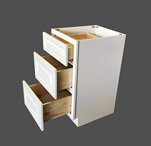 12" W X 21" D - 3 Drawers Antique White Bathroom Vanity Base Cabinet Solid Wood Aw-Vdb1221 #TOP1