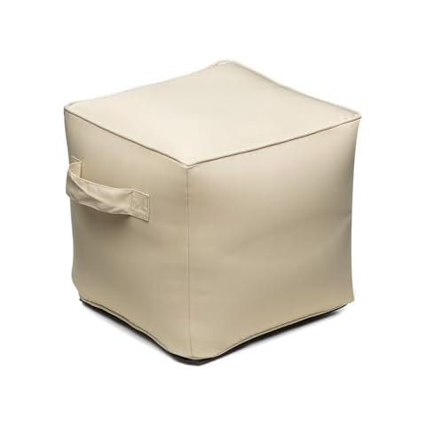 QILLOWAY Indoor/Outdoor Inflatable Stool, Ottoman Pouf Cube 16",All Weather Foot Rest for Kids or Adults, Camping or Home… (Beige) Cover