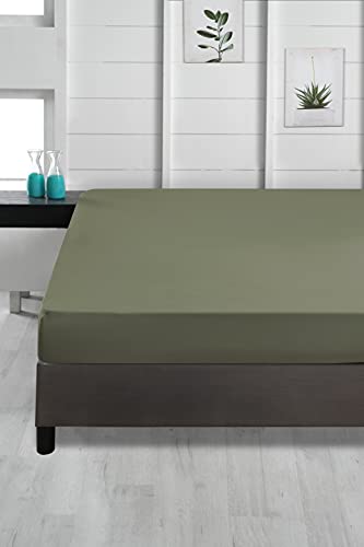 ABAKUHAUS Bajera de Microfibra, Sábana elástica de 100% Microfibra de Color sólido súper Suave Ropa de Cama ecológica con Bolsillo Profundo Acento para el Dormitorio Decorativo, 135 x 190 cm, Caqui Cover