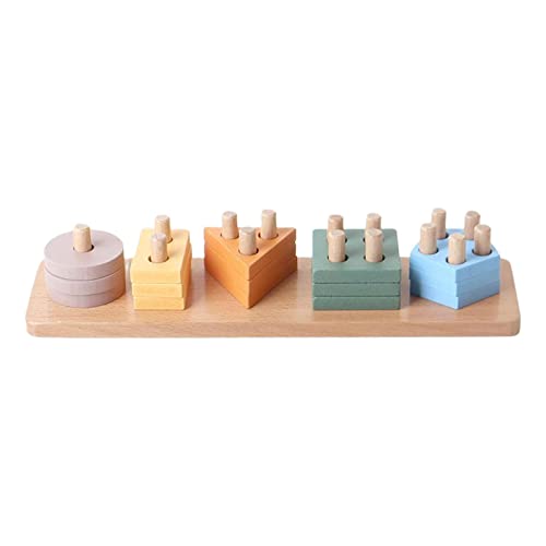 Esquirla Montessori Toys Gift For 1 2 3 4 Years Old Wooden Sorting Stacking Toy Toddlers Baby Preschool Learning Color Shape Block Educational Activity Game #TOP6