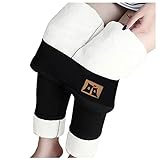 ZHINIAN Leggings de invierno con forro polar para mujer, de talle alto, grueso, control de barriga, suaves, elásticos, con aislamiento térmico, pantalones delgados, N Negro, L